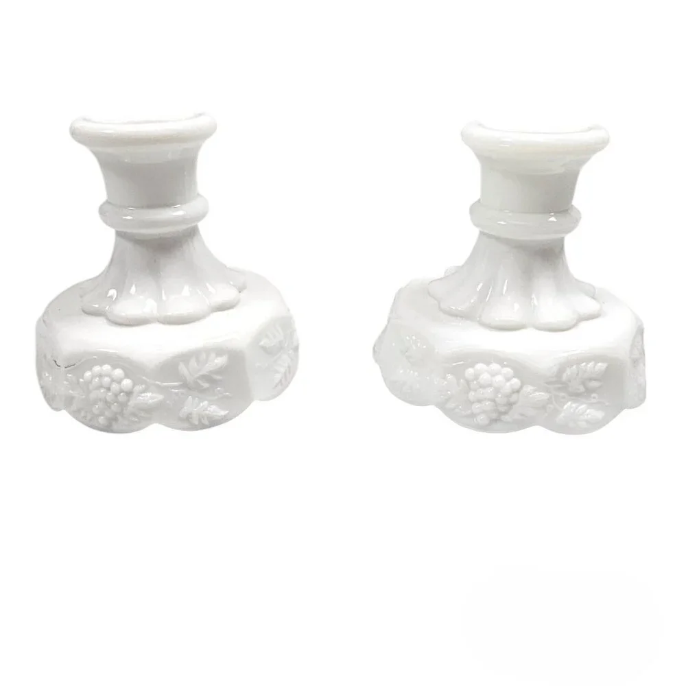 Westmoreland Milk Glass Paneled Grape Vintage White Candlestick Holder
